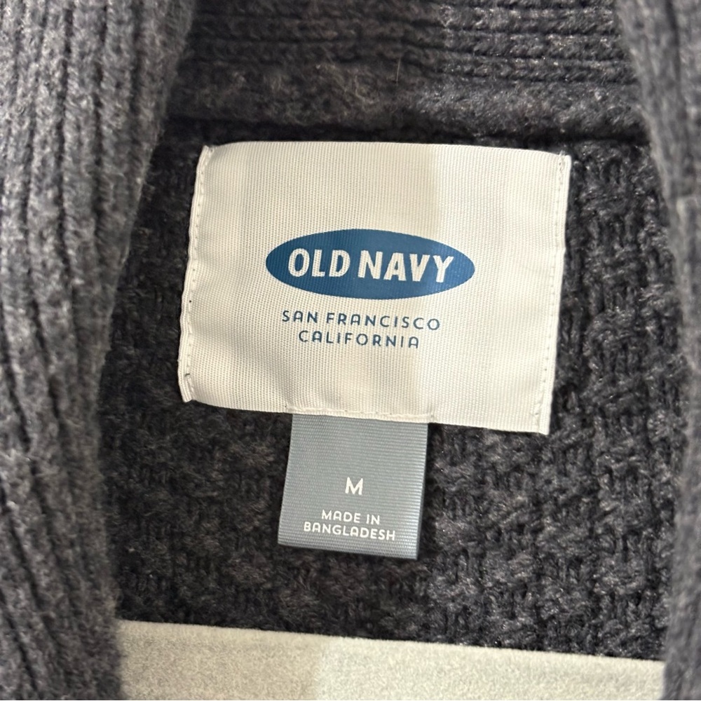 Old Navy Cotton Wool Blend Dark Gray Knit Sweater Cardigan Sz M - Picture 3 of 4